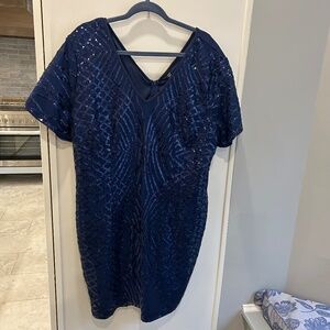 New blue shiny holiday dress